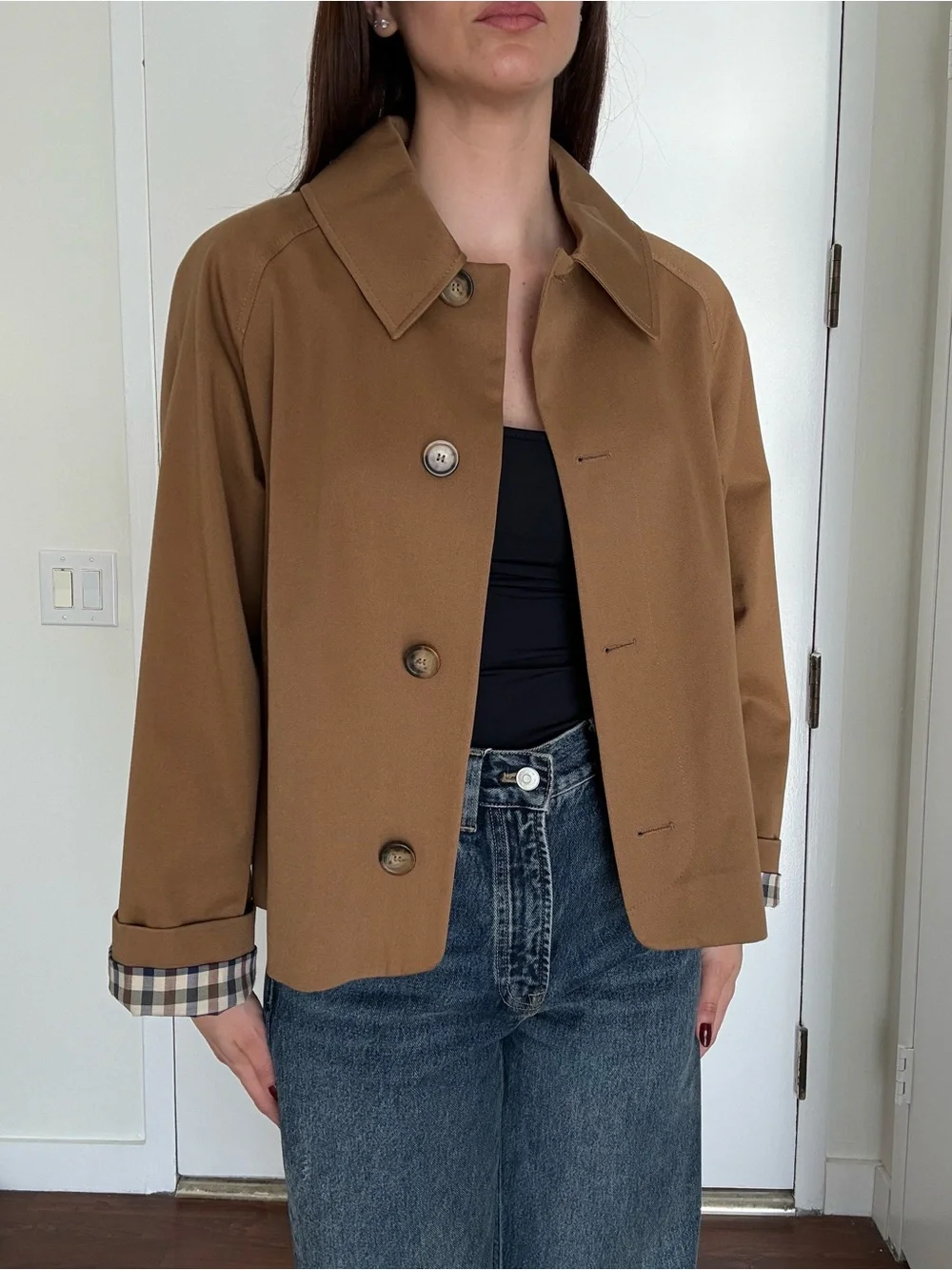 Sezane Camel Brown Short Trench Jacket - Picture 1 of 5